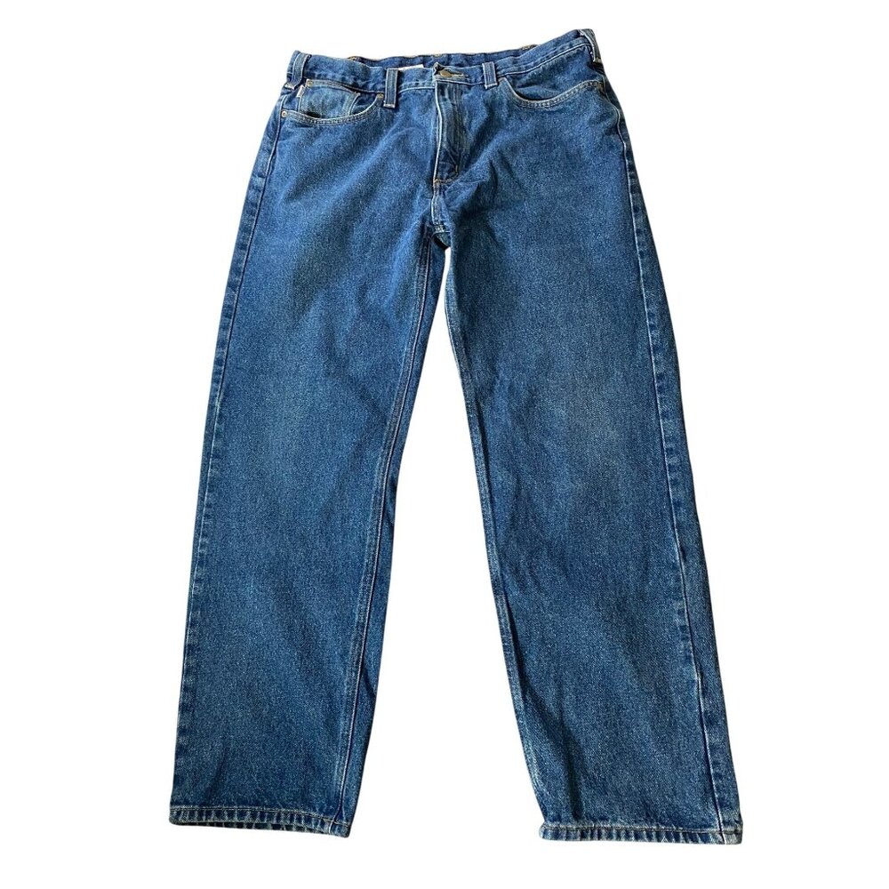 Carhartt Mens Relaxed Fit Blue Denim Jeans Size 38x32 100% Cotton